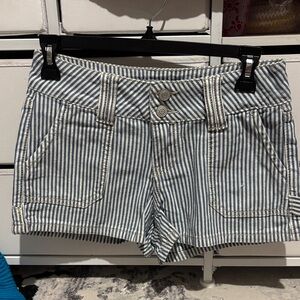 RSQ Blue and White Striped Jean Shorts